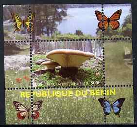 Benin 2009 Mushrooms and Butterflies #3 individual perf deluxe sheet unmounted mint. Note this item is privately produced and is offered purely on its thematic appeal, stamps on butterflies, stamps on fungi
