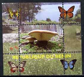 Benin 2009 Mushrooms and Butterflies #3 individual perf deluxe sheet unmounted mint. Note this item is privately produced and is offered purely on its thematic appeal, stamps on , stamps on  stamps on butterflies, stamps on  stamps on fungi