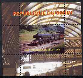 Benin 2009 Steam Locomotives #1 individual perf deluxe sheet unmounted mint. Note this item is privately produced and is offered purely on its thematic appeal, stamps on , stamps on  stamps on railways