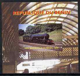 Benin 2009 Steam Locomotives #4 individual imperf deluxe sheet unmounted mint. Note this item is privately produced and is offered purely on its thematic appeal, stamps on , stamps on  stamps on railways