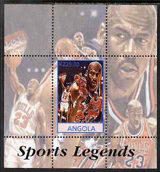 Angola 2000 Sports Legends - Michael Jordan (Basketball) perf deluxe souvenir sheet unmounted mint, stamps on , stamps on  stamps on sport, stamps on  stamps on basketball