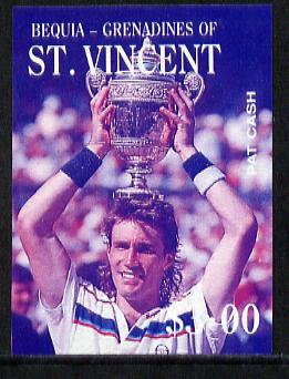 St Vincent - Bequia 1988 International Tennis Players $3 (Pat Cash) imperf progressive proof in blue & magenta only unmounted mint*, stamps on , stamps on  stamps on sport   personalities    tennis