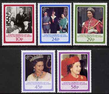 South Georgia & the South Sandwich Islands 1986 60th Birthday of QEII perf set of 5 unmounted mint, SG 153-57, stamps on royalty