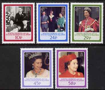 South Georgia & the South Sandwich Islands 1986 60th Birthday of QEII perf set of 5 unmounted mint, SG 153-57, stamps on , stamps on  stamps on royalty