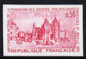 France 1972 45th French Federation of Philatelic Societies imperf unmounted mint, as SG 1968 (Yv 1718), stamps on , stamps on  stamps on religion, stamps on  stamps on catherdrals, stamps on  stamps on postal