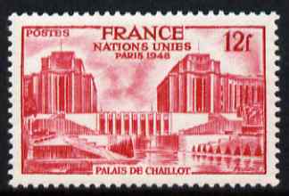 France 1948 UN Assembley, Paris 12f carmine (from set of 2) unmounted mint, SG 1040, stamps on united nations