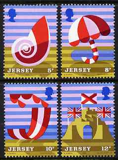 Jersey 1975 Jersey Tourism perf set of 4 unmounted mint, SG 124-127, stamps on , stamps on  stamps on lighthouses, stamps on  stamps on shells, stamps on  stamps on flags, stamps on  stamps on umberellas