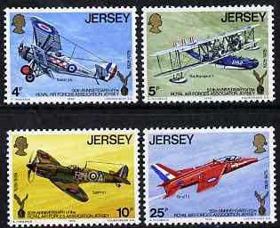 Jersey 1975 50th Anniversary of Royal Air Force Association, Jersey perf set of 4 unmounted mint, SG 133-36, stamps on , stamps on  stamps on aviation, stamps on  stamps on  raf , stamps on  stamps on 