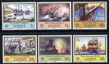 Jersey 1983 Jersey Adventurers (1st Series), 250th Birth Anniversary of Philippe de Carteret perf set of 6 unmounted mint, SG 304-09, stamps on , stamps on  stamps on ships, stamps on  stamps on shipwrecks, stamps on  stamps on ship wrecks