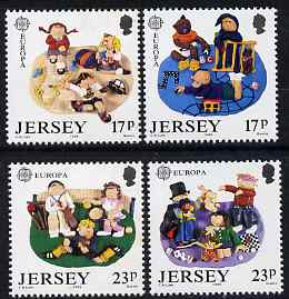 Jersey 1989 Europa - Childrens Toys & Games perf set of 4 unmounted mint, SG 496-99, stamps on europa, stamps on children, stamps on cricket, stamps on tennis, stamps on rugby