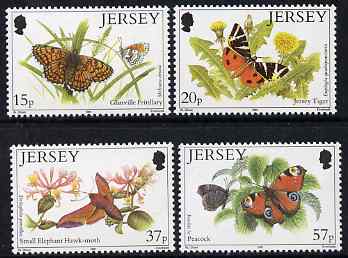 Jersey 1991 Butterflies & Moths perf set of 4 unmounted mint, SG 554-57, stamps on butterflies