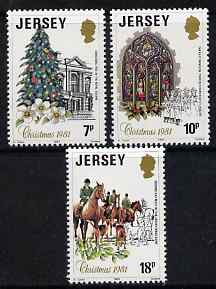Jersey 1981 Christmas set of 3 unmounted mint, SG 286-88, stamps on christmas, stamps on horses
