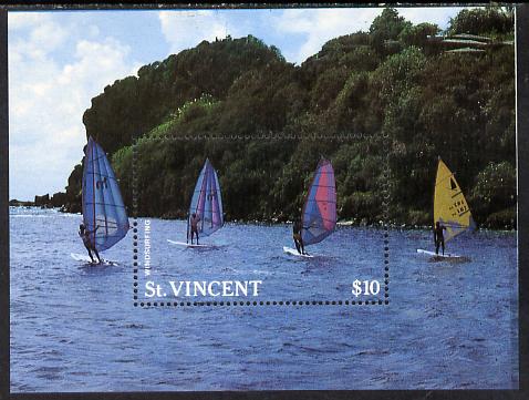 St Vincent 1988 Tourism m/sheet Windsurfers unmounted mint SG MS 1136a, stamps on , stamps on  stamps on tourism    sport    wind-surfing