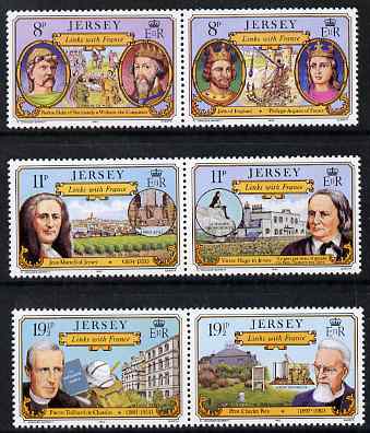 Jersey 1982 Links with France set of 6 unmounted mint, SG 289-92, stamps on royalty, stamps on personalities