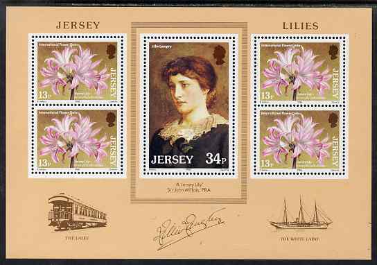 Jersey 1986 Jersey Lilies m/sheet unmounted mint, SG MS382, stamps on personalities, stamps on flowers, stamps on lilies, stamps on entertainment