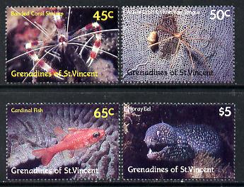 St Vincent - Grenadines 1987 Marine Life set of 4 unmounted mint, SG 542-45 (gutter pairs available pro-rata), stamps on fish     marine-life