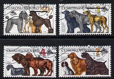 Czechoslovakia 1990 Dogs set of 4 cto Mi 3055-58*, stamps on animals    dogs     bloodhound     sealym     spaniel       poodle    king-charles    afghan     deerhound      grethound  