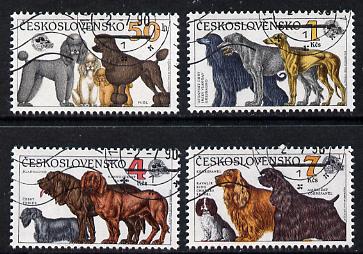 Czechoslovakia 1990 Dogs set of 4 cto Mi 3055-58*, stamps on animals    dogs     bloodhound     sealym     spaniel       poodle    king-charles    afghan     deerhound      grethound