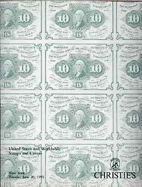 Auction Catalogue - United States & Worldwide - Christies 20 June 1995 - incl the John B Sheblessy coll - cat only, stamps on 