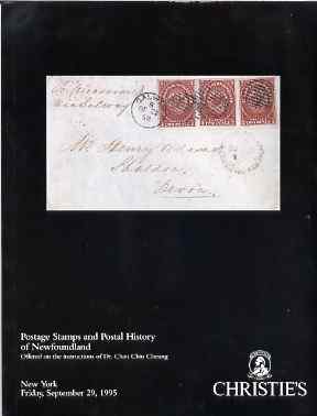 Auction Catalogue - Newfoundland - Christie's 29 Sept 1995 - the Dr Chan Chin Cheung coll - cat only, stamps on , stamps on  stamps on auction catalogue - newfoundland - christie's 29 sept 1995 - the dr chan chin cheung coll - cat only