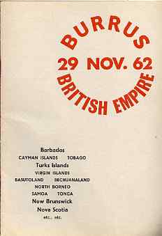 Auction Catalogue - British Empire with Barbados, Caymans, Tobago, Turks, Virgins, Basutoland, Bechuanaland, N Borneo, Samoa, Tonga, New Brunswick & Nova Scotia - Robson Lowe 29 Nov 1962 - the Burrus coll - with prices realised, stamps on , stamps on  stamps on auction catalogue - british empire with barbados, stamps on  stamps on  caymans, stamps on  stamps on  tobago, stamps on  stamps on  turks, stamps on  stamps on  virgins, stamps on  stamps on  basutoland, stamps on  stamps on  bechuanaland, stamps on  stamps on  n borneo, stamps on  stamps on  samoa, stamps on  stamps on  tonga, stamps on  stamps on  new brunswick & nova scotia - robson lowe 29 nov 1962 - the burrus coll - with prices realised