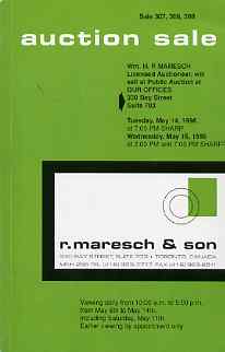 Auction Catalogue - Canada - Maresch 14-15 May 1996 - incl the Bill Simpson coll of Small Queens - cat only, stamps on , stamps on  stamps on auction catalogue - canada - maresch 14-15 may 1996 - incl the bill simpson coll of small queens - cat only