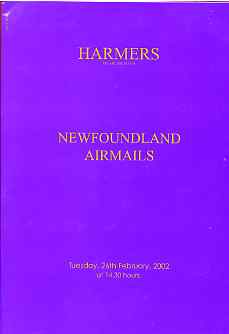 Auction Catalogue - Newfoundland & Airmails - Harmers 26 Feb 2002 - The Cyril Harmer coll - cat only, stamps on , stamps on  stamps on auction catalogue - newfoundland & airmails - harmers 26 feb 2002 - the cyril harmer coll - cat only