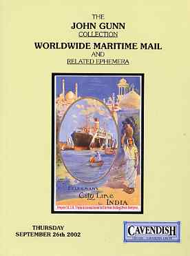 Auction Catalogue - Worldwide Maritime Mail - Cavendish 26 Sept 2002 - The John Gunn coll - cat only, stamps on , stamps on  stamps on auction catalogue - worldwide maritime mail - cavendish 26 sept 2002 - the john gunn coll - cat only