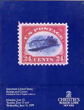 Auction Catalogue - United States - Christie's NY 12-14 June 1989 - the Mark F Hopkins coll - with prices realised, stamps on , stamps on  stamps on auction catalogue - united states - christie's ny 12-14 june 1989 - the mark f hopkins coll - with prices realised