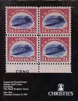 Auction Catalogue - United States Important Stamps & Covers - Christie's 12 Oct 1989 - incl the Weill Brothers' Stock, hard cover - with prices realised, a rare and sought after catalogue, stamps on , stamps on  stamps on auction catalogue - united states important stamps & covers - christie's 12 oct 1989 - incl the weill brothers' stock, stamps on  stamps on  hard cover - with prices realised, stamps on  stamps on  a rare and sought after catalogue