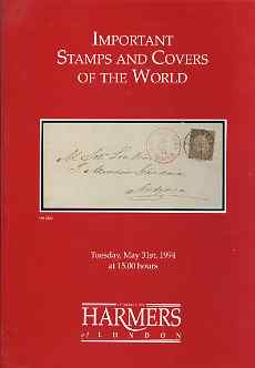 Auction Catalogue - World - Harmers 31 May 1994 - Important Stamps & Covers - cat only, stamps on 
