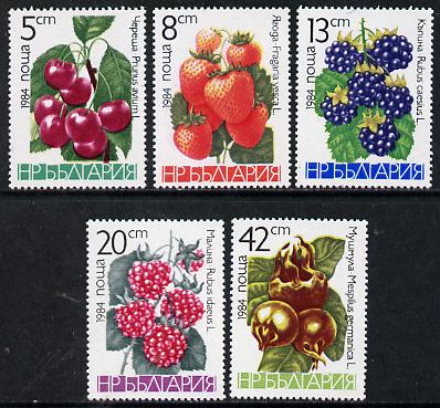 Bulgaria 1984 Fruits set of 5 unmounted mint, SG 3271-75, Mi 3260-64*, stamps on , stamps on  stamps on fruits    cherries    strawberries    