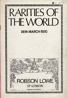Auction Catalogue - World - Robson Lowe 26 Mar 1970 - Rarities - with prices realised, stamps on 
