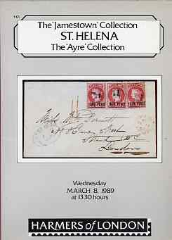 Auction Catalogue - St Helena - Harmers 8 Mar 1989 - the Jamestown & Ayre collections - with prices realised, stamps on , stamps on  stamps on auction catalogue - st helena - harmers 8 mar 1989 - the jamestown & ayre collections - with prices realised