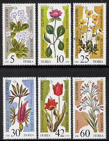 Bulgaria 1989 Flowers set of 6, SG 3587-92 (Mi 3735-40), stamps on flowers, stamps on violas