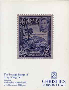 Auction Catalogue - King George VI - Christie's Robson Lowe 14 Mar 1990 - the T D Barber coll - cat only, stamps on , stamps on  stamps on auction catalogue - king george vi - christie's robson lowe 14 mar 1990 - the t d barber coll - cat only