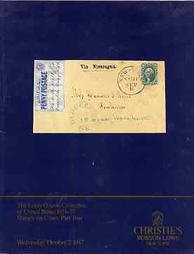 Auction Catalogue - United States - Christie's Robson Lowe 7 Oct 1987 - incl the The Louis Grunin coll part 2 - with prices realised, stamps on , stamps on  stamps on auction catalogue - united states - christie's robson lowe 7 oct 1987 - incl the the louis grunin coll part 2 - with prices realised