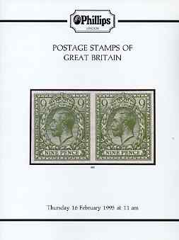 Auction Catalogue - Great Britain - Phillips 16 Feb 1995 - with prices realised, stamps on 