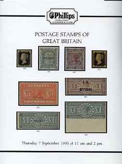 Auction Catalogue - Great Britain - Phillips 7 Sept 1995 - with prices realised (few ink notations), stamps on 