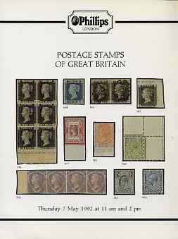 Auction Catalogue - Great Britain - Phillips 7 May 1992 - with prices realised, stamps on 