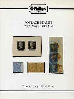 Auction Catalogue - Great Britain - Phillips 2 July 1992 - with prices realised, stamps on , stamps on  stamps on auction catalogue - great britain - phillips 2 july 1992 - with prices realised