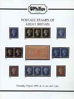 Auction Catalogue - Great Britain - Phillips 9 June 1994 - cat only, stamps on , stamps on  stamps on auction catalogue - great britain - phillips 9 june 1994 - cat only