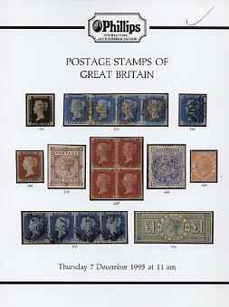Auction Catalogue - Great Britain - Phillips 7 Dec 1995 - cat only (some ink notations), stamps on 