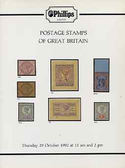 Auction Catalogue - Great Britain - Phillips 29 Oct 1992 - the R C Alcock stock - cat only (some ink notations), stamps on xxx