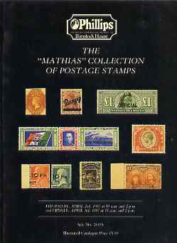 Auction Catalogue - World - Phillips 2-3 Apr 1987 - the Mathias coll - cat only , stamps on , stamps on  stamps on auction catalogue - world - phillips 2-3 apr 1987 - the mathias coll - cat only 