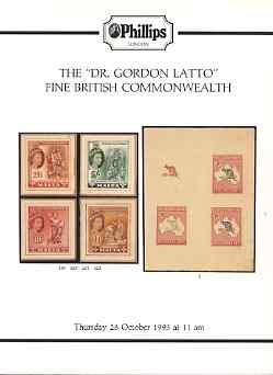 Auction Catalogue - British Commonwealth - Phillips 28 Oct 1983 - the Dr Fordon Latto coll - with prices realised (some ink notations), stamps on , stamps on  stamps on auction catalogue - british commonwealth - phillips 28 oct 1983 - the dr fordon latto coll - with prices realised (some ink notations)