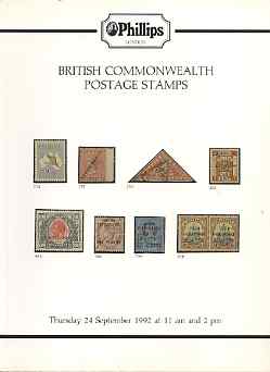 Auction Catalogue - Britsh Commonwealth - Phillips 24 Sept 1992 - the R C Alcock stock - cat only (some ink notations), stamps on , stamps on  stamps on auction catalogue - britsh commonwealth - phillips 24 sept 1992 - the r c alcock stock - cat only (some ink notations)