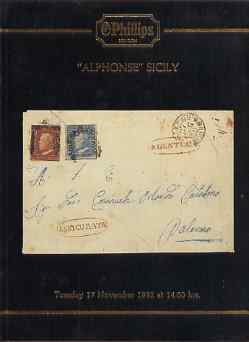 Auction Catalogue - Sicily - Phillips 17 Nov 1992 - the Alphonse coll - with prices realised, stamps on , stamps on  stamps on auction catalogue - sicily - phillips 17 nov 1992 - the alphonse coll - with prices realised