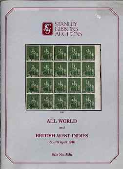 Auction Catalogue - British West Indies - Stanley Gibbons 27-8 Apr 1988 - plus All World sale - with prices realised (few ink notations), stamps on 
