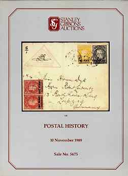Auction Catalogue - Postal History - Stanley Gibbons 10 Nov 1989 - incl Anglo-Boer War POW Camps - cat only , stamps on 